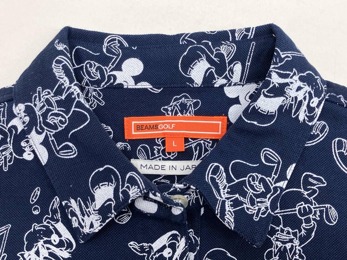 BEAMS GOLF×DISNEY ビームスゴルフ ディズニー 総柄 ポロシャツ 半袖 