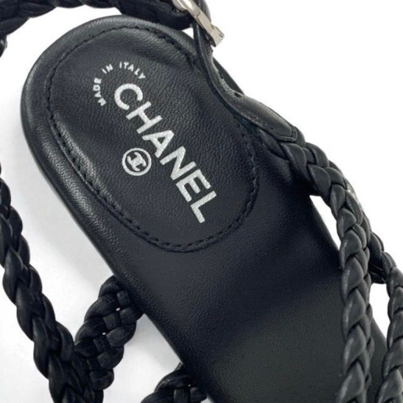 シャネル CHANEL サンダル 靴 シューズ レザー ブラック 黒 ストラップ