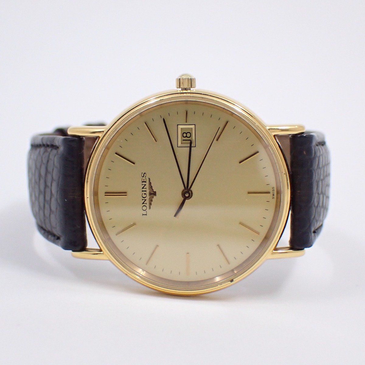 ロンジン ラウンド型 クォーツ メンズ 腕時計 ゴールドGP 3針デイト