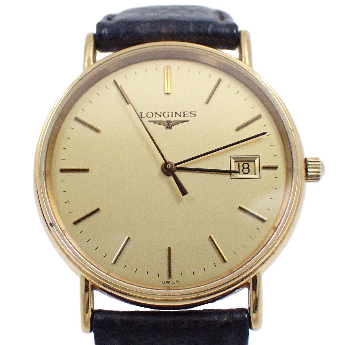 ロンジン ラウンド型 クォーツ メンズ 腕時計 ゴールドGP 3針デイト