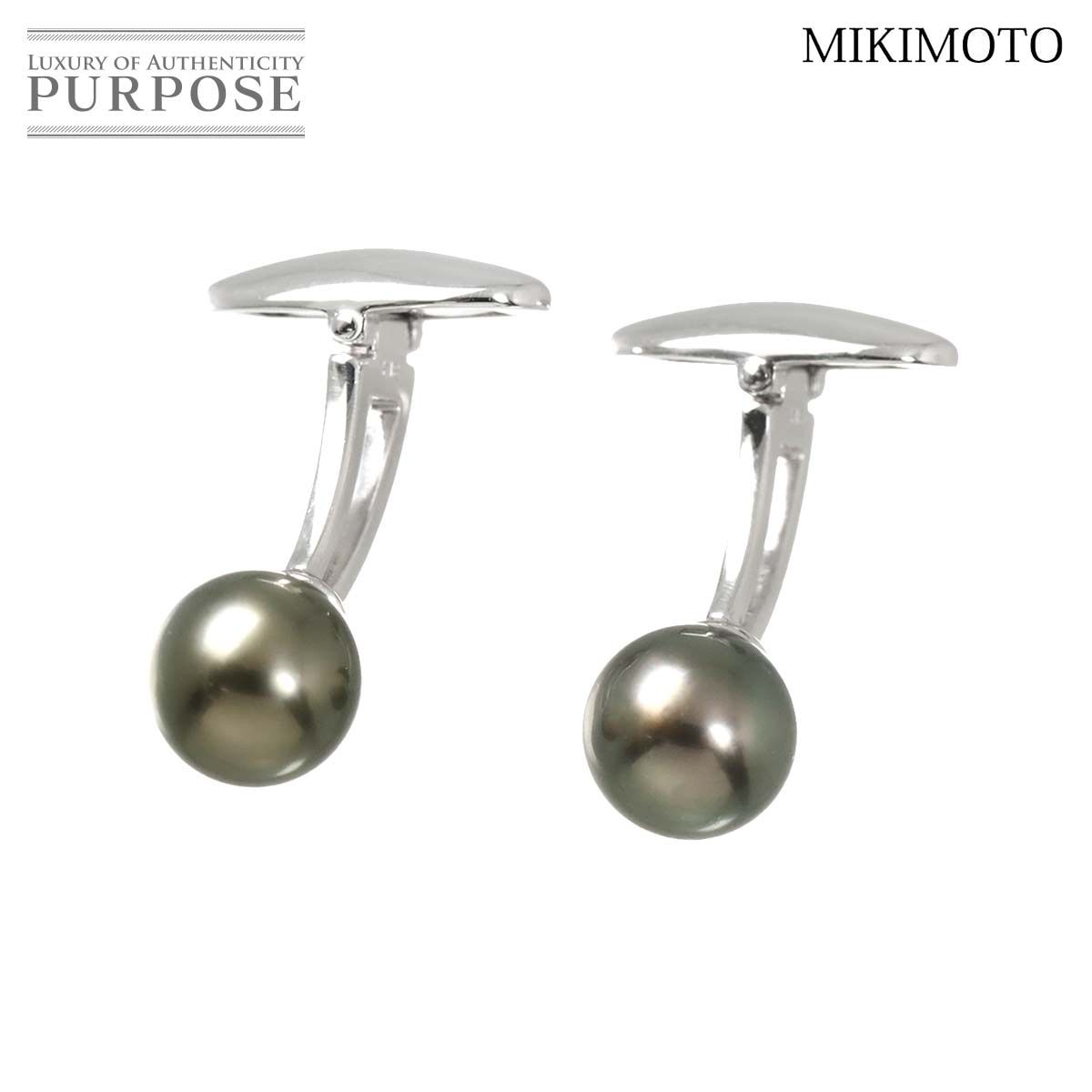 ミキモト 黒蝶真珠 9 0 mm カフス K 18 WG ホワイトゴールド 750 カフリンクス Cufflinks