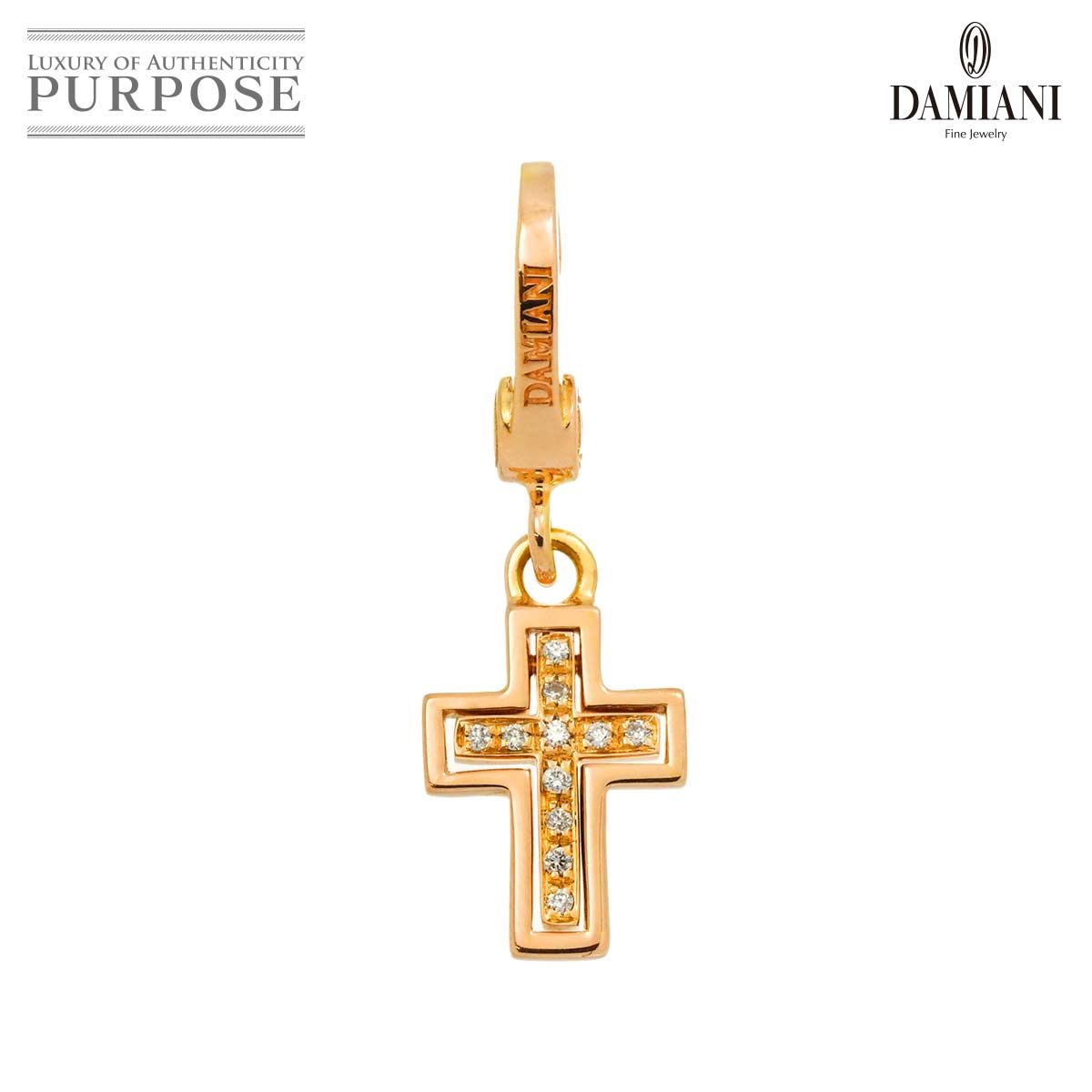 ダミアーニ DAMIANI ベルエポック ダイヤ ペンダント トップ K 18 PG 750 クロス チャーム Diamond Pendant Top 証明書付き