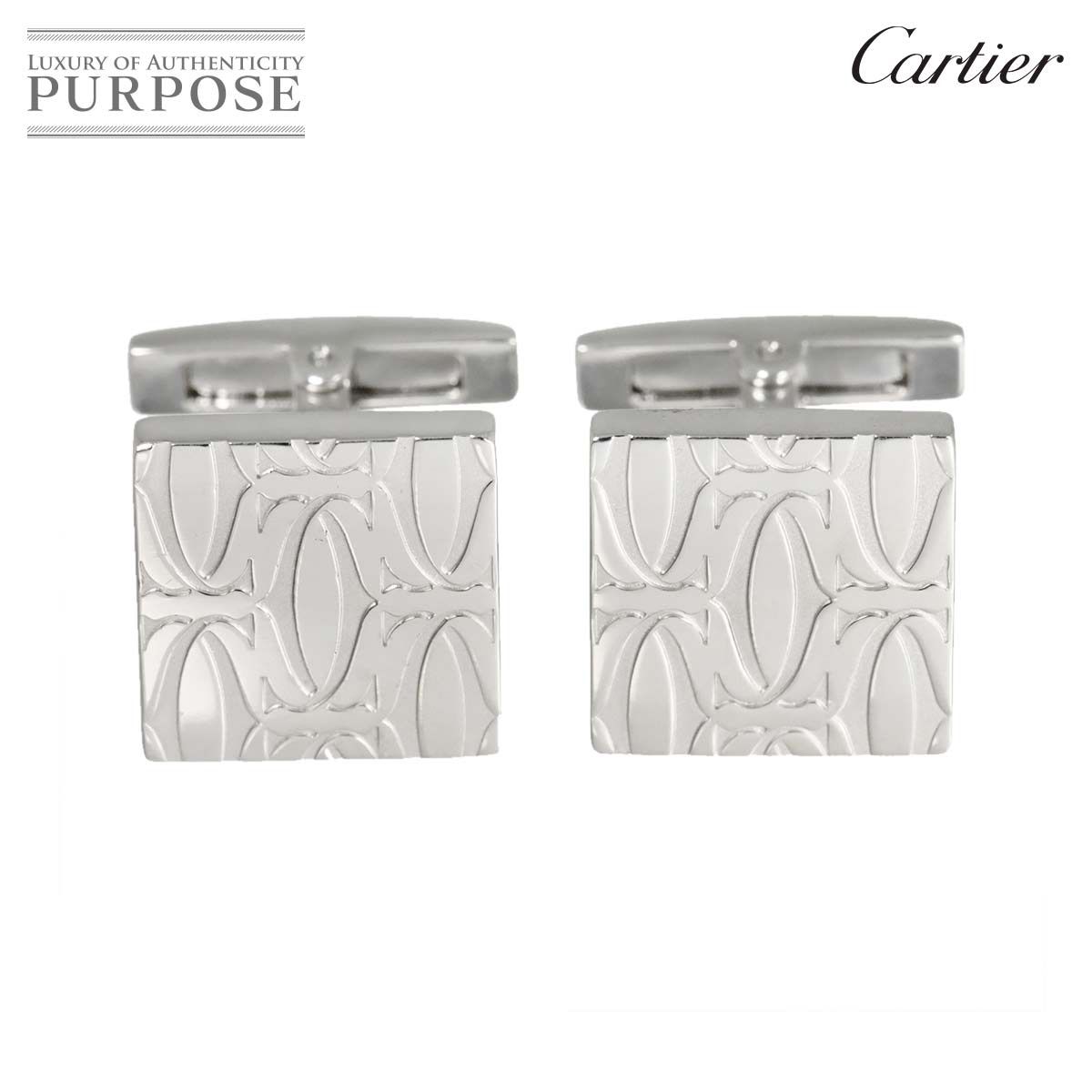 カルティエ Cartier ハッピーバースデー カフス SV シルバー ロゴ 2 C Cuff Links
