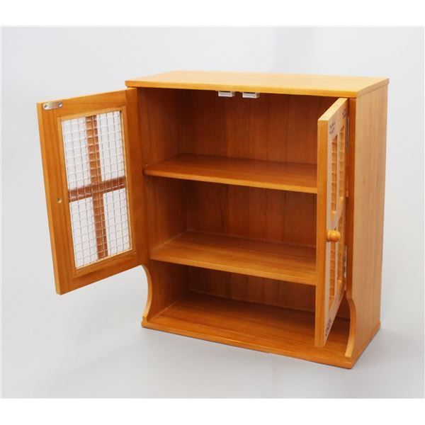 カウンター上収納 調味料入れ 幅45cm リーフ柄 ライトブラウン 上置き