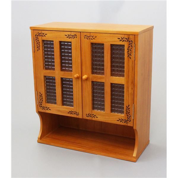 カウンター上収納 調味料入れ 幅45cm リーフ柄 ライトブラウン 上置き