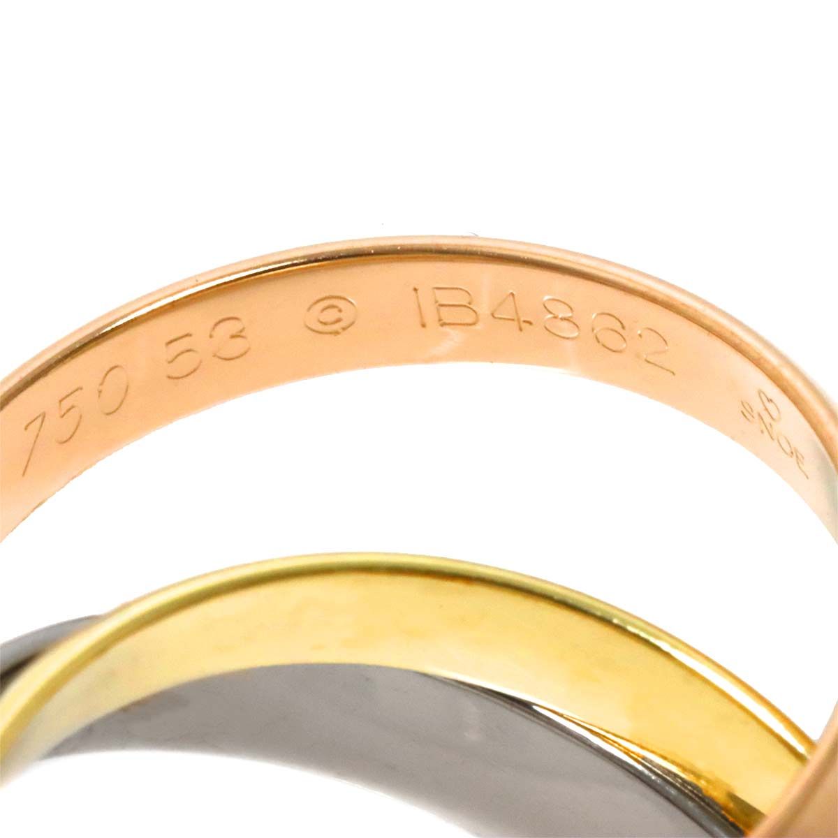 カルティエ Cartier トリニティ #53 リング MM K18 YG WG PG 3連