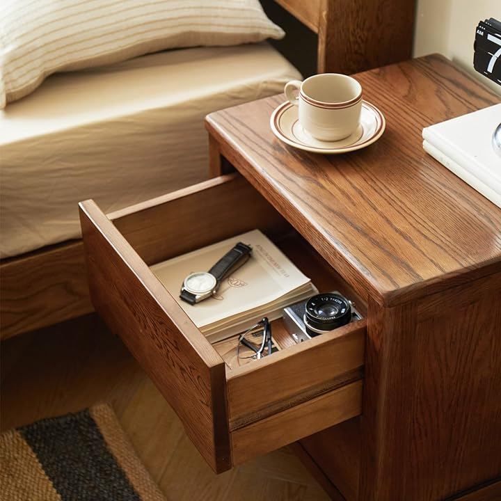 MU RONG ナイトテーブル アメリカオークウッド 安い ベッドサイド
