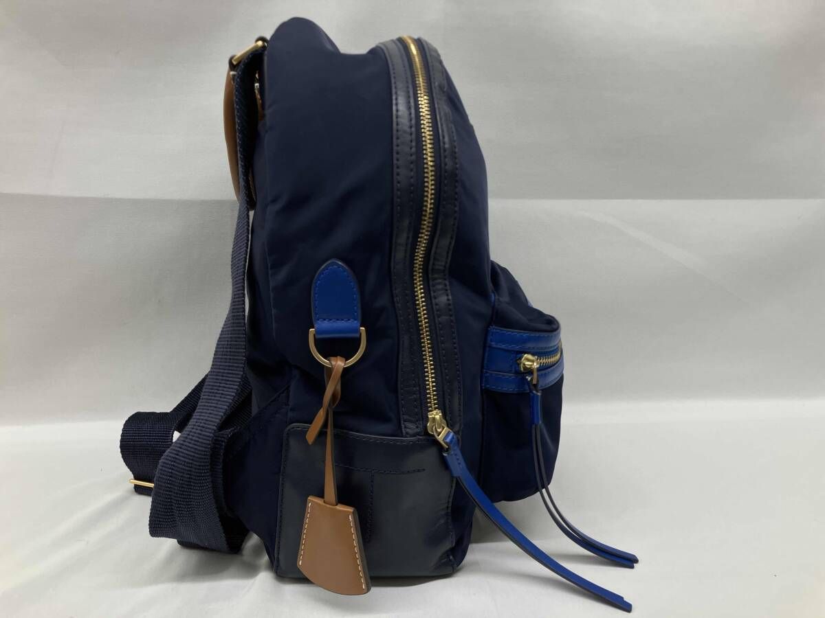 TORY BURCH ネイビー ストライプ リュック　トリバーチ TORYBURCH トリーバーチ ナイロンリュック ネイビー ブルー 10008684