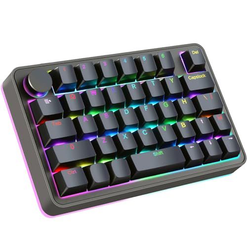 Koolertron 片手ゲーミングキーボード マクロキーボード ラピッドトリガー メカニカル プログラム 左手デバイス 4層レイヤー RGBバックライト ミニ ショットカットキー 小型 Type C有線接続 ポータブル e 545097