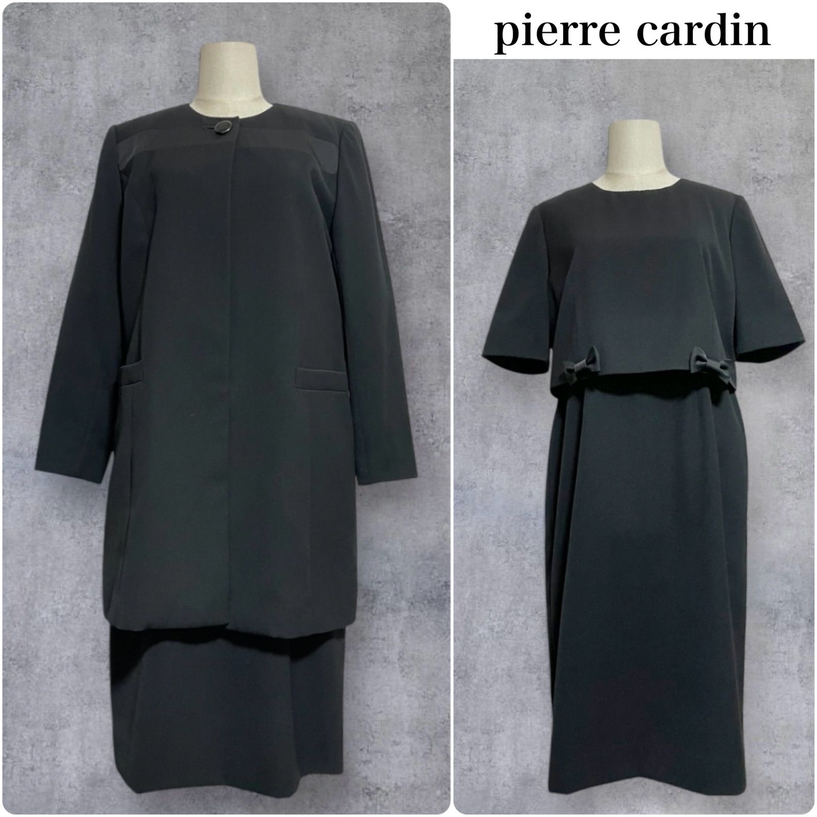 pierre cardin ピエールカルダン カインドウェア製 喪服 礼服 ブラックフォーマル ワンピーススーツ アンサンブル