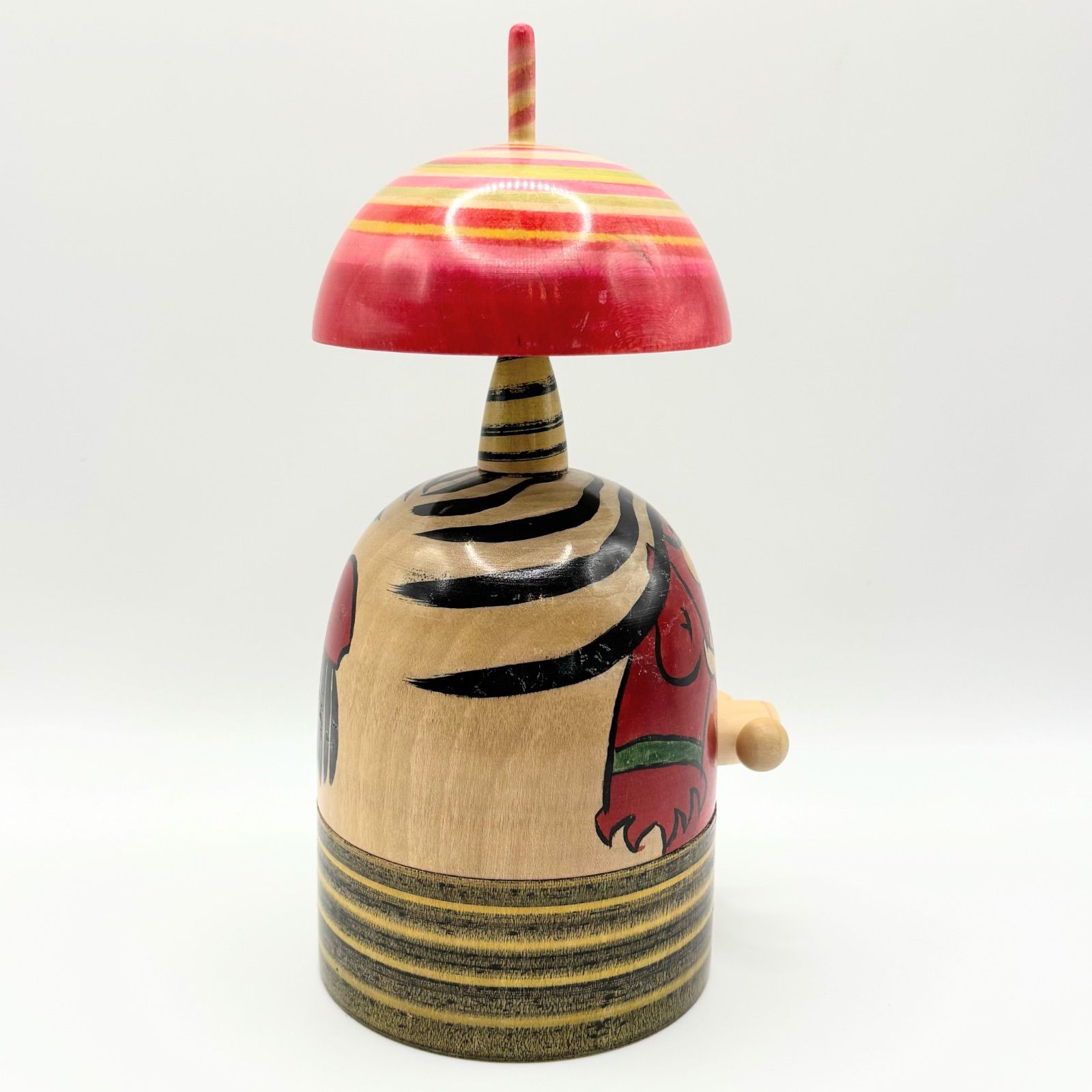 希少 江戸独楽 手撚り独楽 赤鬼 からくり独楽 伝統工芸 木製玩具 運