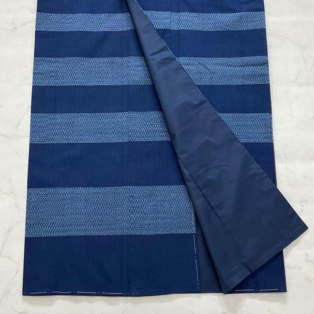 kimono one◆kimonoarisa◆厳選◆♥同然◆本場久留米絣◆袷◆本藍染◆上質な手織り木綿◆仕付け糸付き◆広衿◆ロング◆裄65.5肩丈163