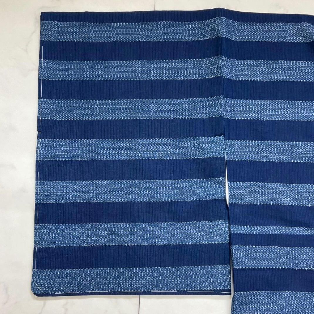kimono one◆kimonoarisa◆厳選◆♥同然◆本場久留米絣◆袷◆本藍染◆上質な手織り木綿◆仕付け糸付き◆広衿◆ロング◆裄65.5肩丈163