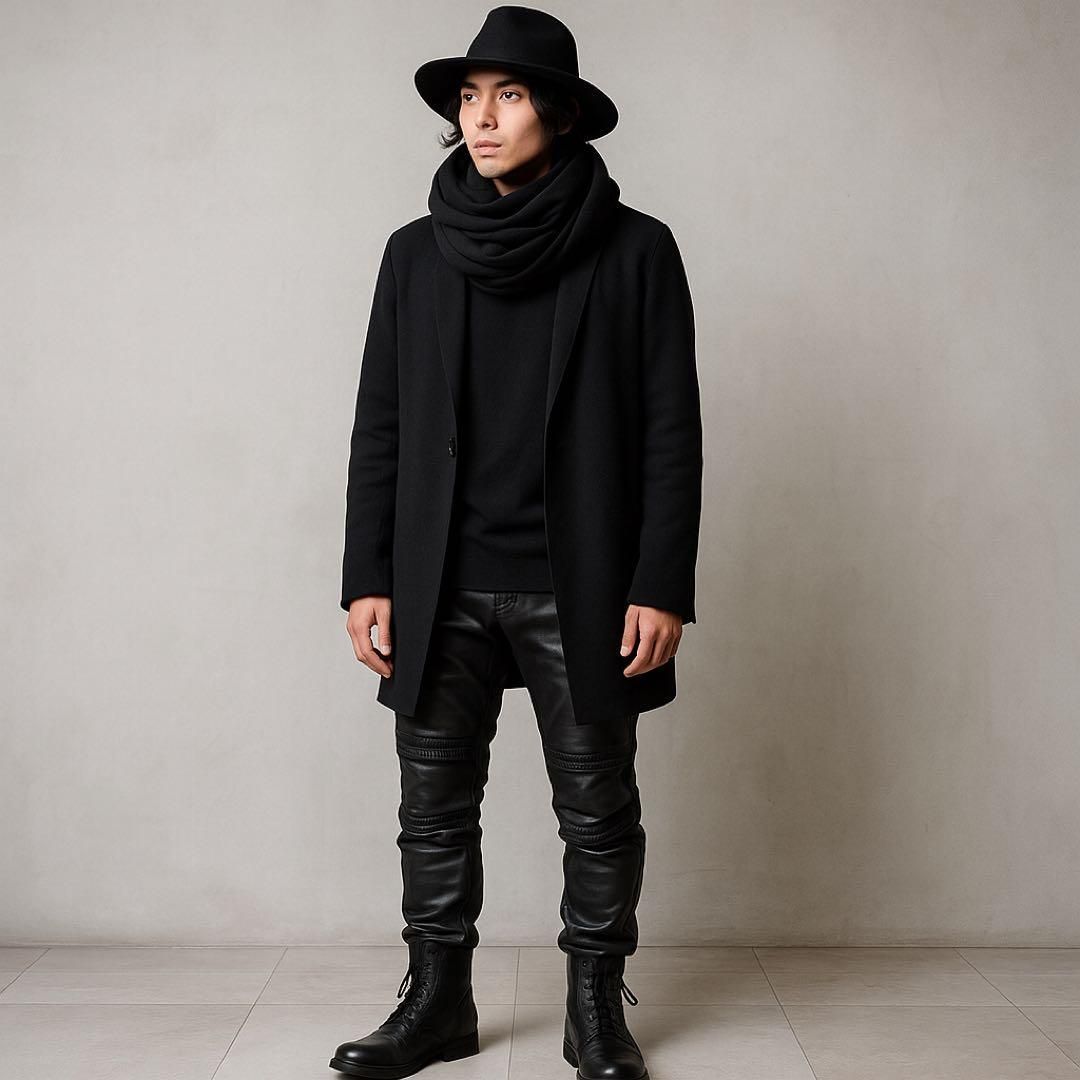 ISSEY MIYAKE MEN イッセイミヤケメン 1996 AW ラムレザー 羊革 本革 ブラック 黒 バイカーパンツ レザーパンツ フルレングス 裾ジップ ファスナー Lサイズ メンズ 名作 アーカイブ archive