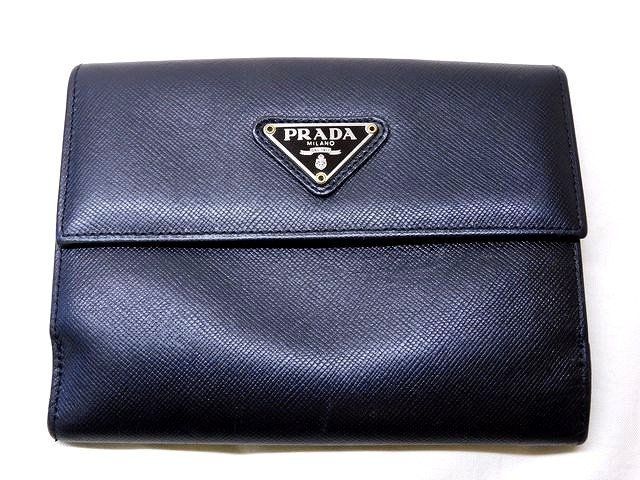 PRADA 二つ折り財布 コンパクトウォレット 三角ロゴプレート エナメル
