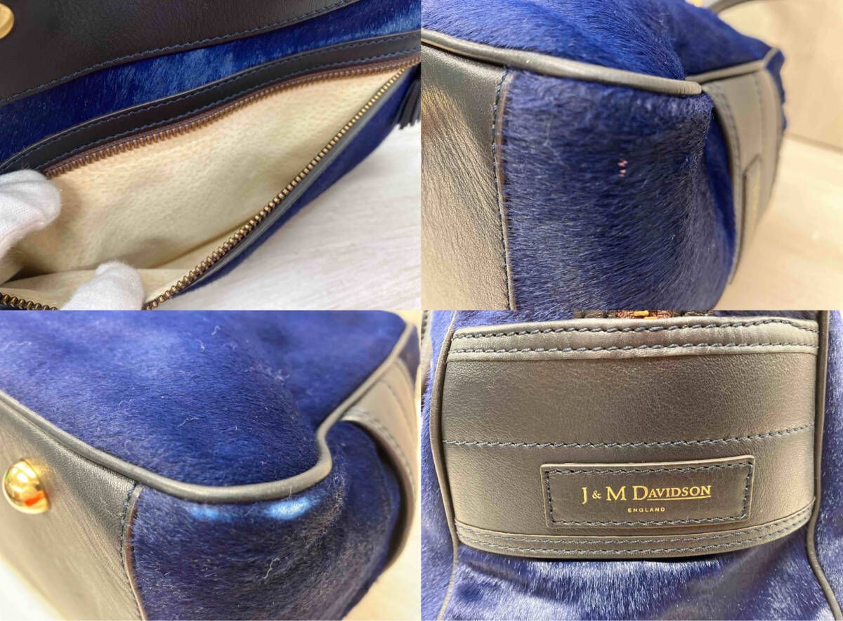 J&M DAVIDSON ミニボストンバッグ ハラコ ブルー - メルカリ