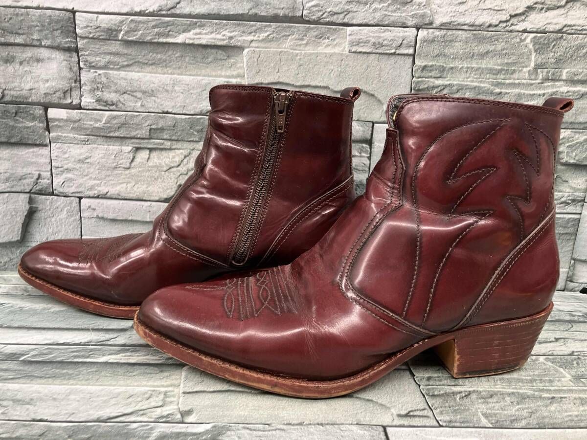 BRONCO ウエスタンブーツ サイドジップショートブーツ 26 5 cm BRW