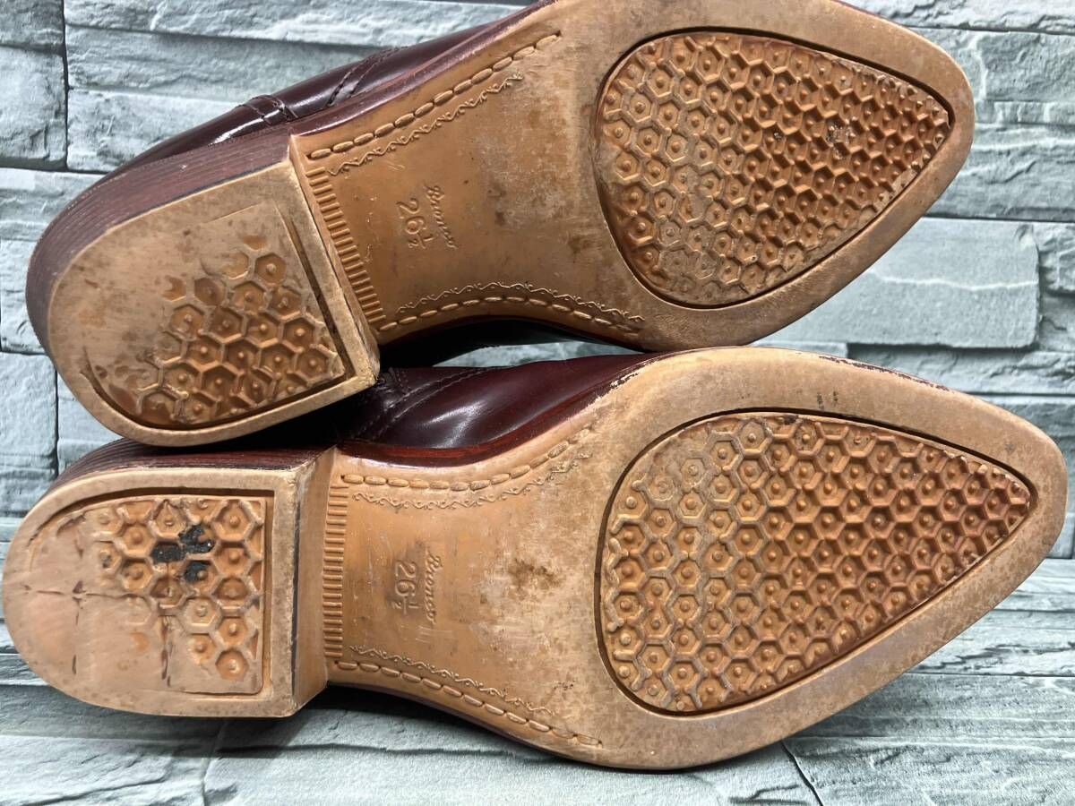  BRONCO ウエスタンブーツ サイドジップショートブーツ 26 5 cm BRW ウエスタンブーツ ブーツ 革靴