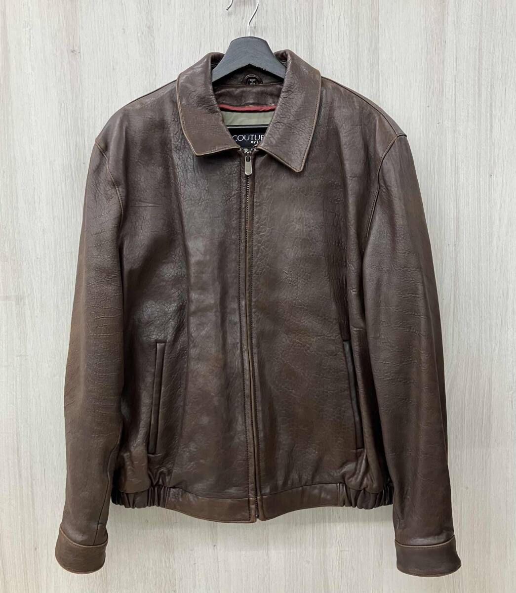 COUTURE BY J PARK レザージャケット 古着 ラムレザーブルゾン ライナー付 ブラウン Lサイズ