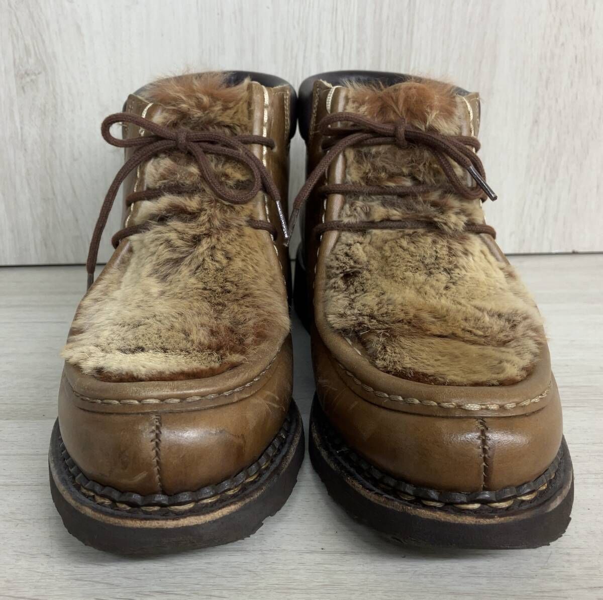 パラブーツ MILLA LAPIN ショートブーツ ファー レザーシューズ 52887 ブラウン系 レディース 表記サイズ 4.5 F 約24.0 cm
