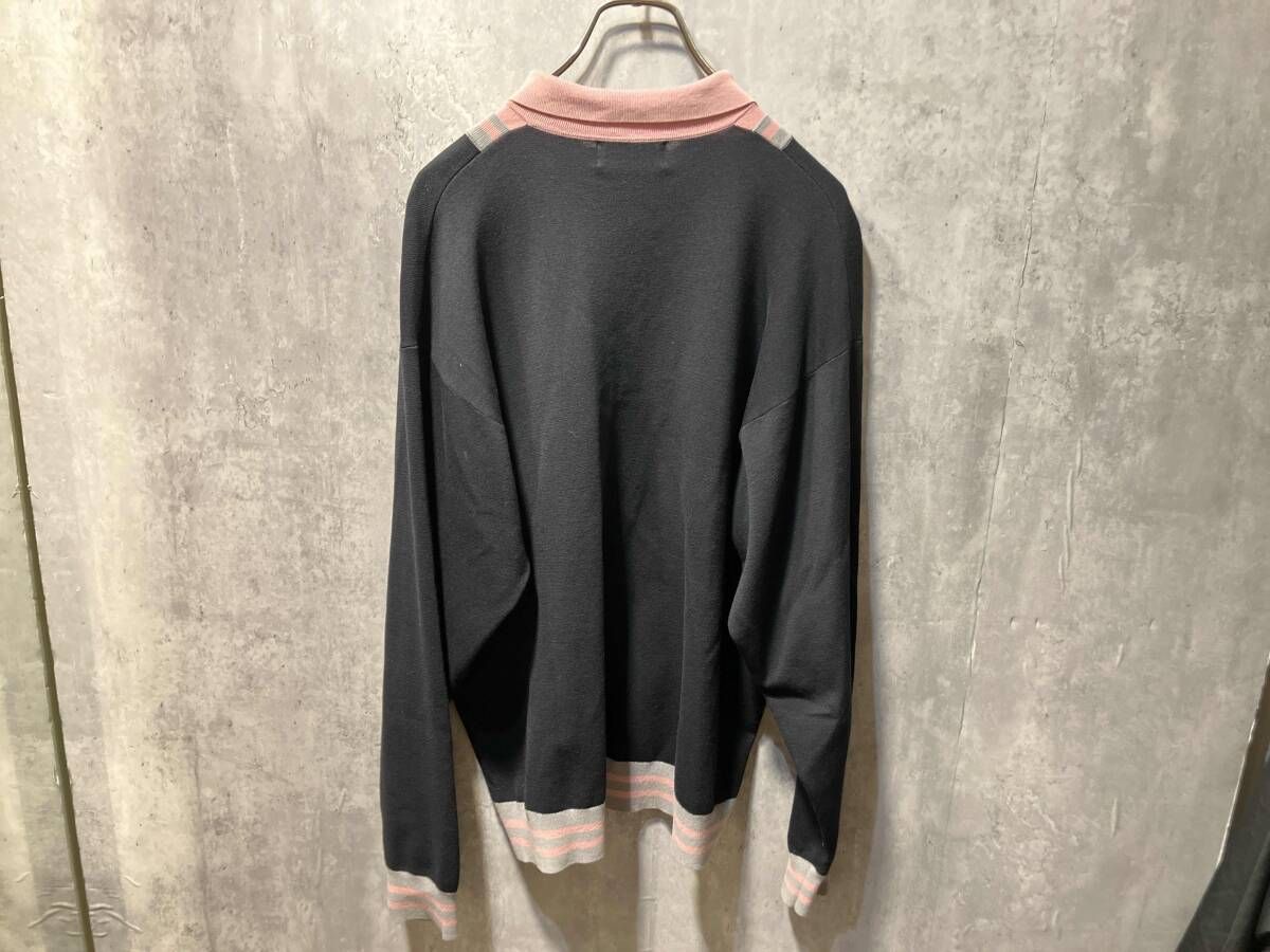 メンズ HYSTERIC GLAMOUR ロゴ刺繍レイヤードデザインポロニット 