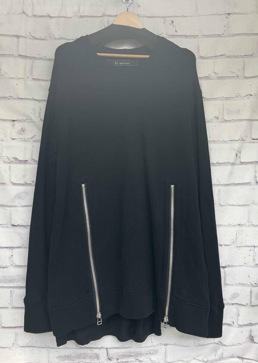 A.F エーエフ アーティファクト レイヤードジッププルオーバー ニット サイズ1 ブラック コットン メンズ冬