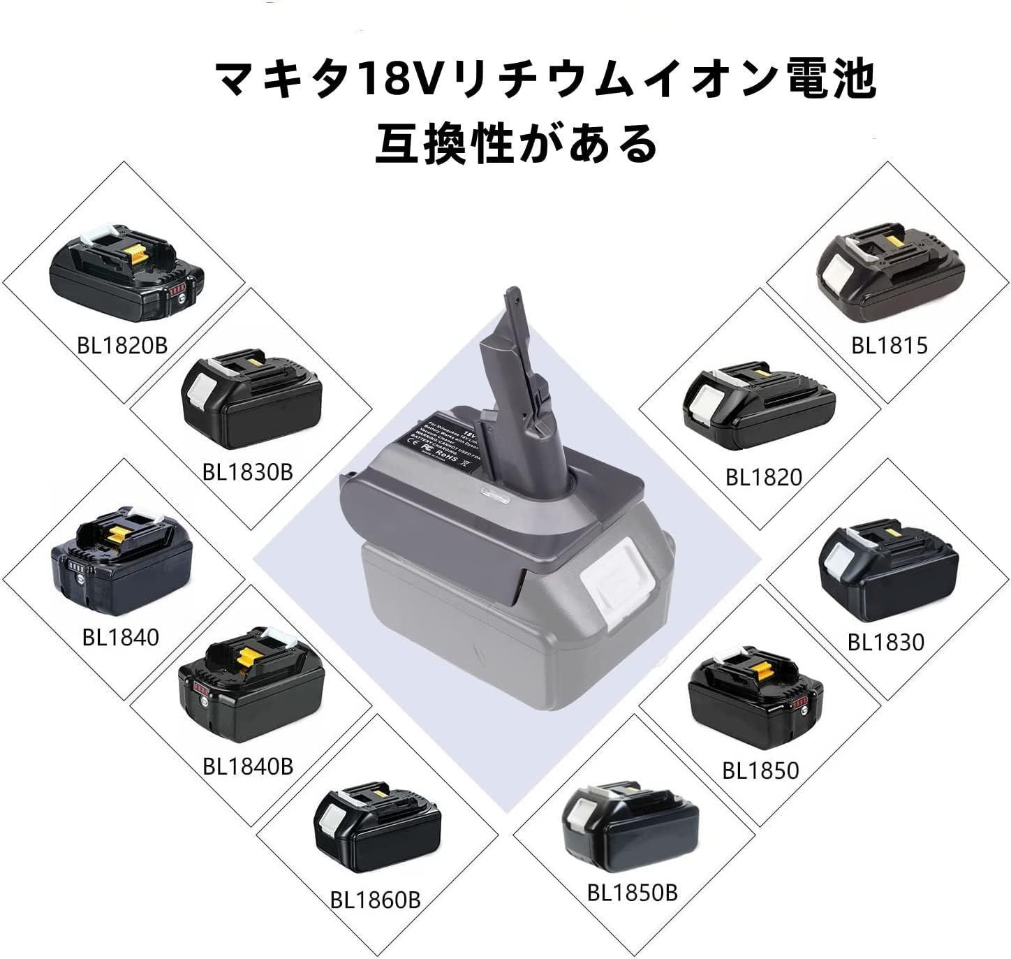 ダイソンV7バッテリーアダプター マキタ18Vリチウム電池用 ダイソン V7