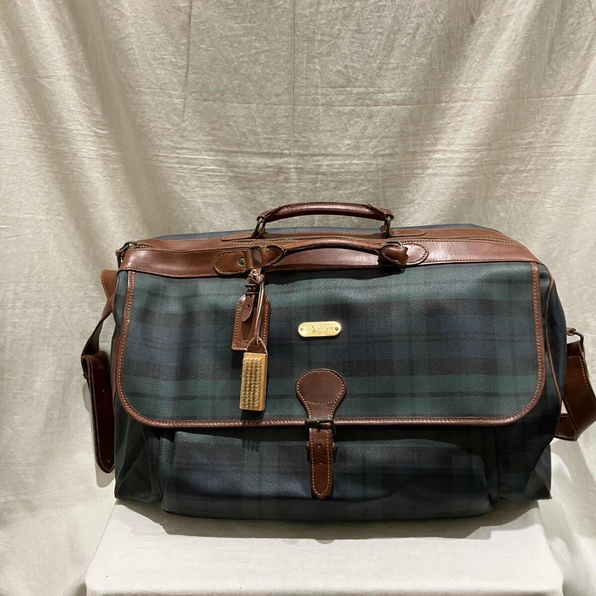 polo ralph lauren グリーンチェック 2WAY ボストンバッグ ポロラルフ