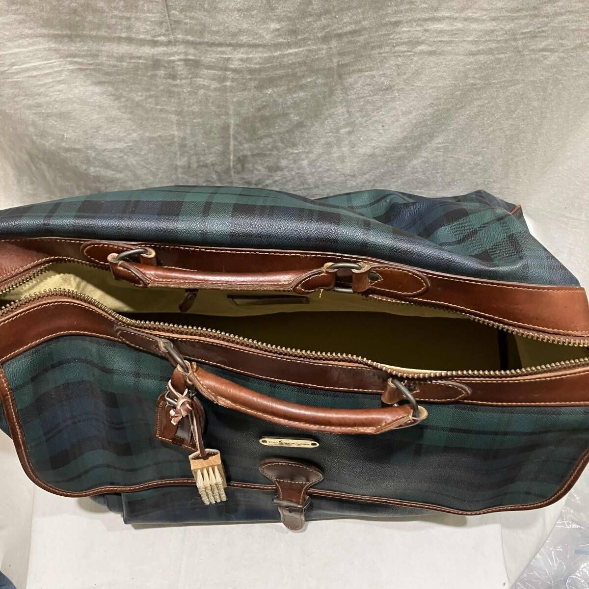 polo ralph lauren グリーンチェック 2WAY ボストンバッグ ポロラルフ