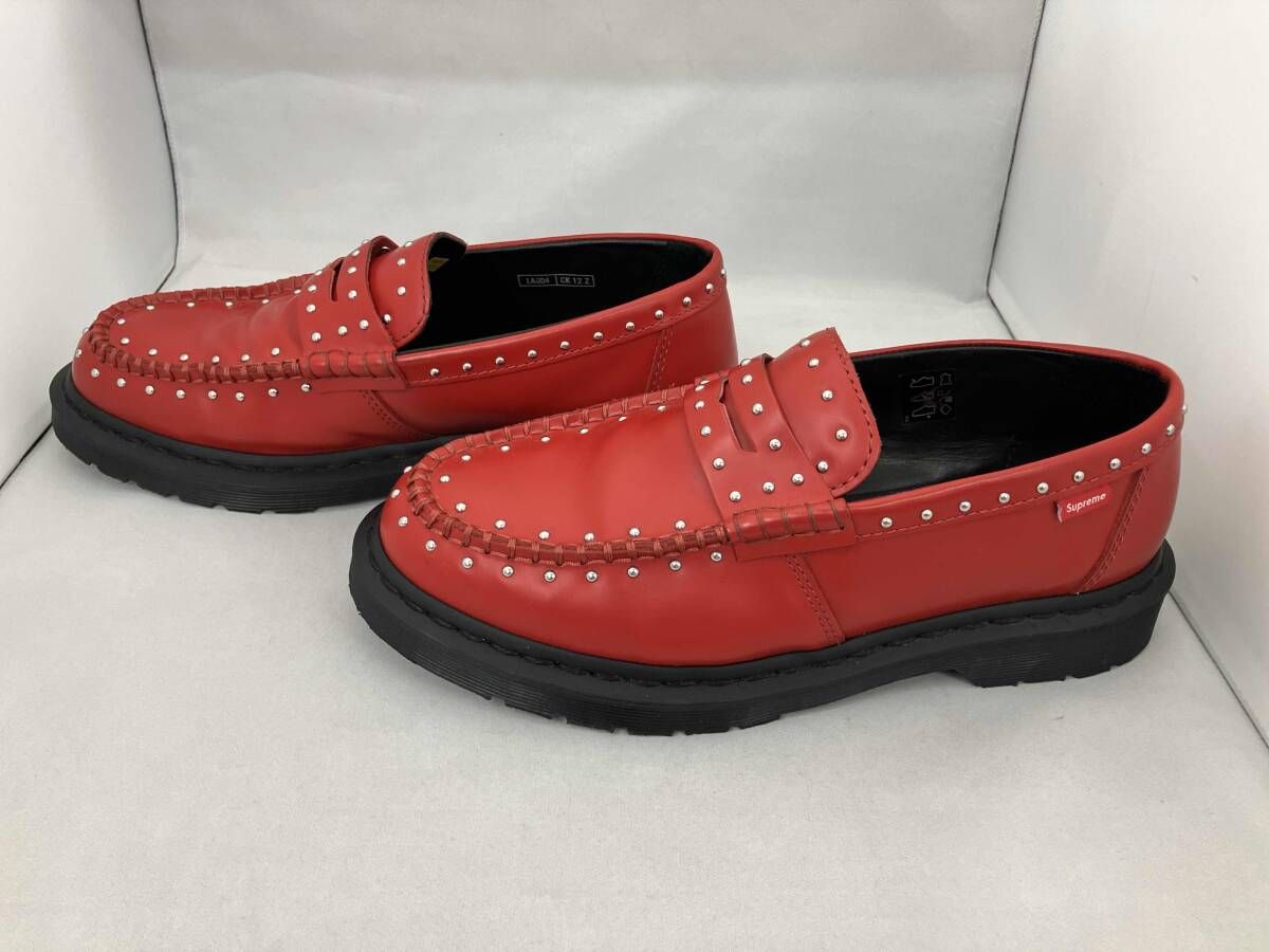 き Dr Martens ドクターマーチンズ ローファー supremeコラボ スタッズローファー LA 004 レッド UKサイズ8