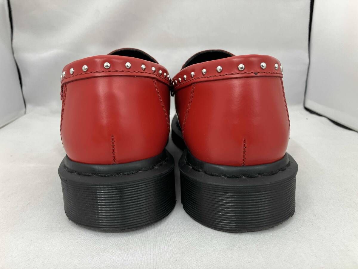  き Dr Martens ドクターマーチンズ ローファー supremeコラボ スタッズローファー LA 004 レッド UKサイズ8 ローファー ブーツ 革靴