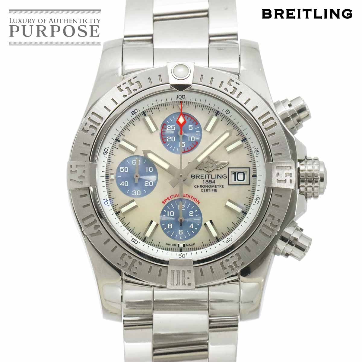 ブライトリング アベンジャー2 A 13381 クロノグラフ メンズ 腕時計 デイト ホワイトシェル 自動巻き Avenger II