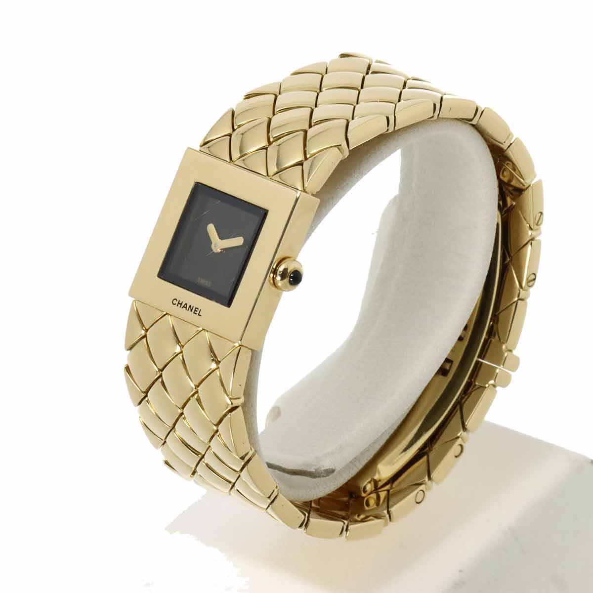 シャネル CHANEL マトラッセ H0008 レディース 腕時計 ブラック K18YG