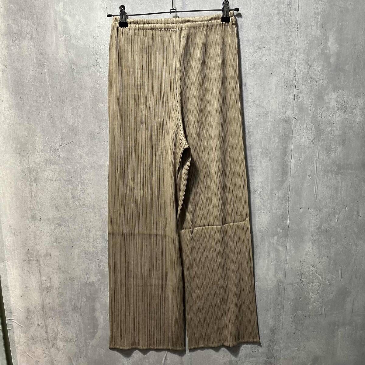 00 s PLEATS PLEASE プリーツワイドパンツ PP 04 JF 143 サイズ4 カーキ プリーツプリーズ