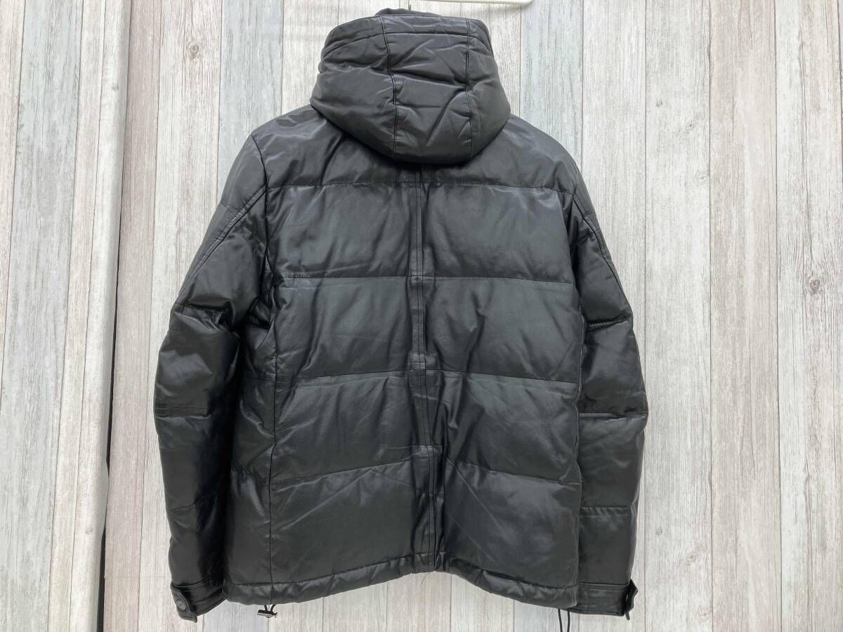 BLACK LABEL ラムレザーダウンジャケット ダウンジャケット Mサイズ メンズ ブラック 羊革 BMP 37 355 09 チェックシャツ ボタンダウン