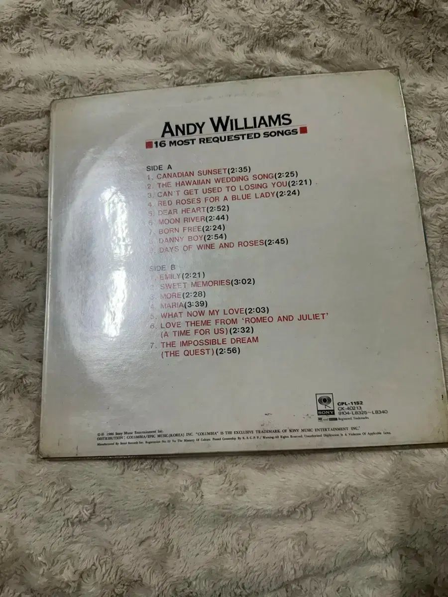Andy Williams 16 Most Requested LP 売るつもりです 【公式通販】