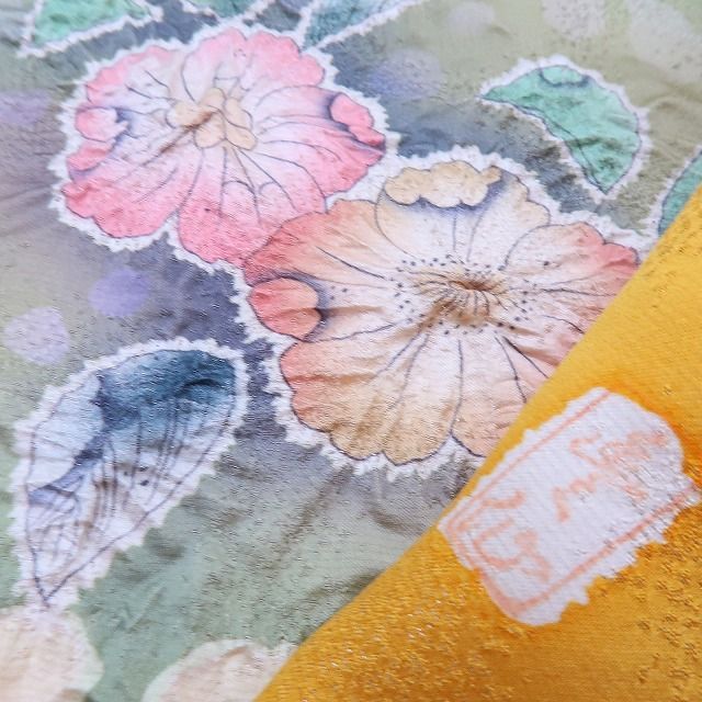 百華 Y 4143 未着用 正絹 作家物落款 銀通し 辻が花 絞り 縫い一つ紋 手縫い仕立て 色留袖 着物