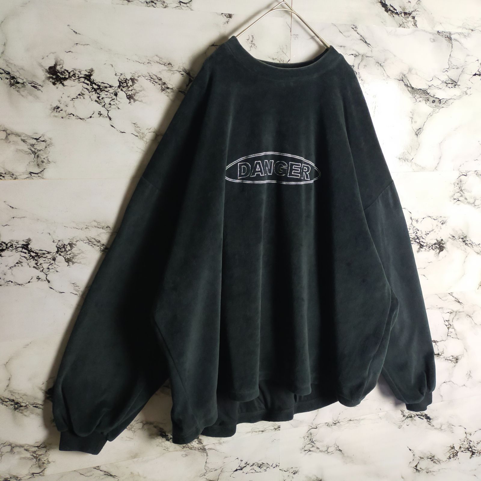 希少】ブラックアイパッチ×タイトブース スウェット ベロア XL 刺繍 