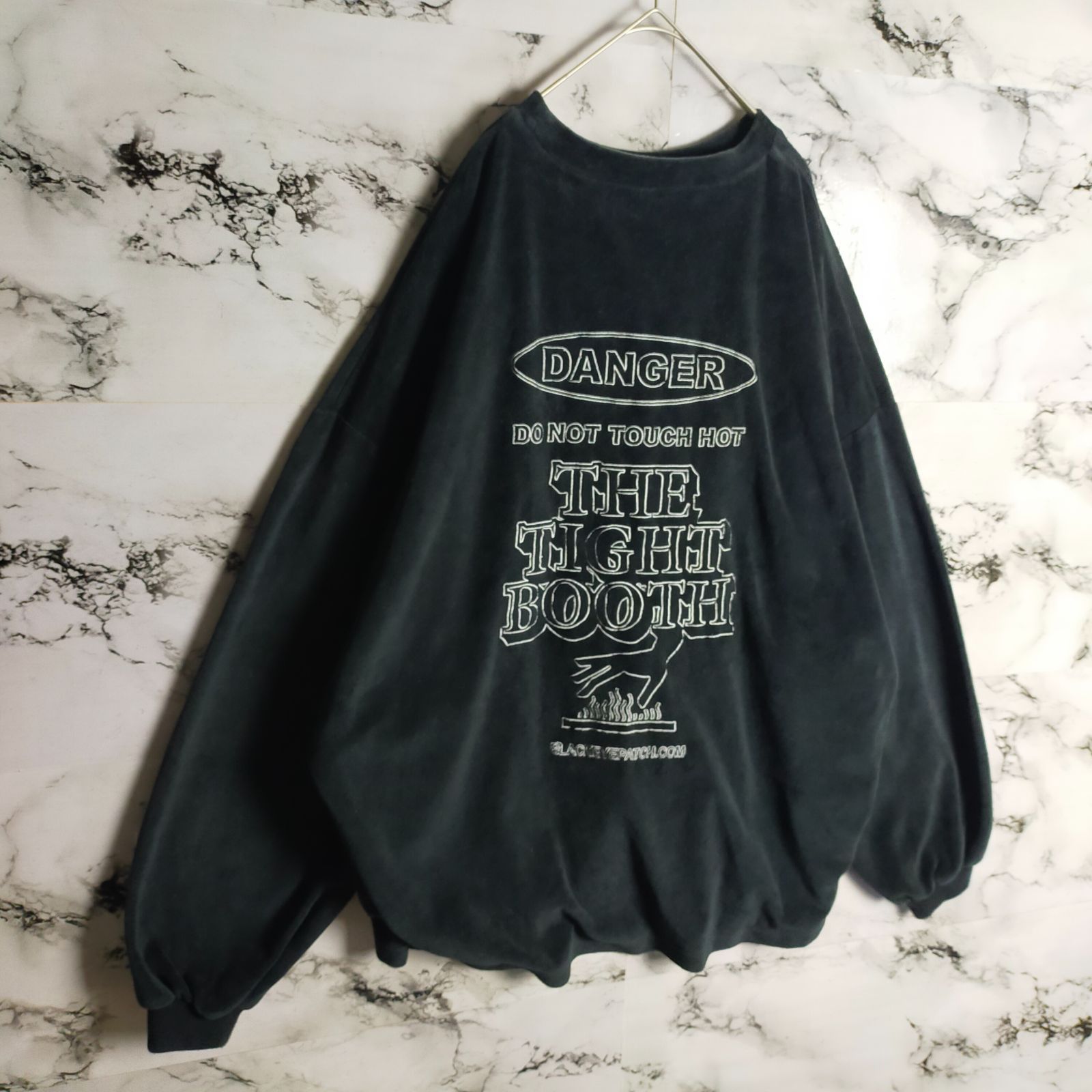 希少】ブラックアイパッチ×タイトブース スウェット ベロア XL 刺繍 