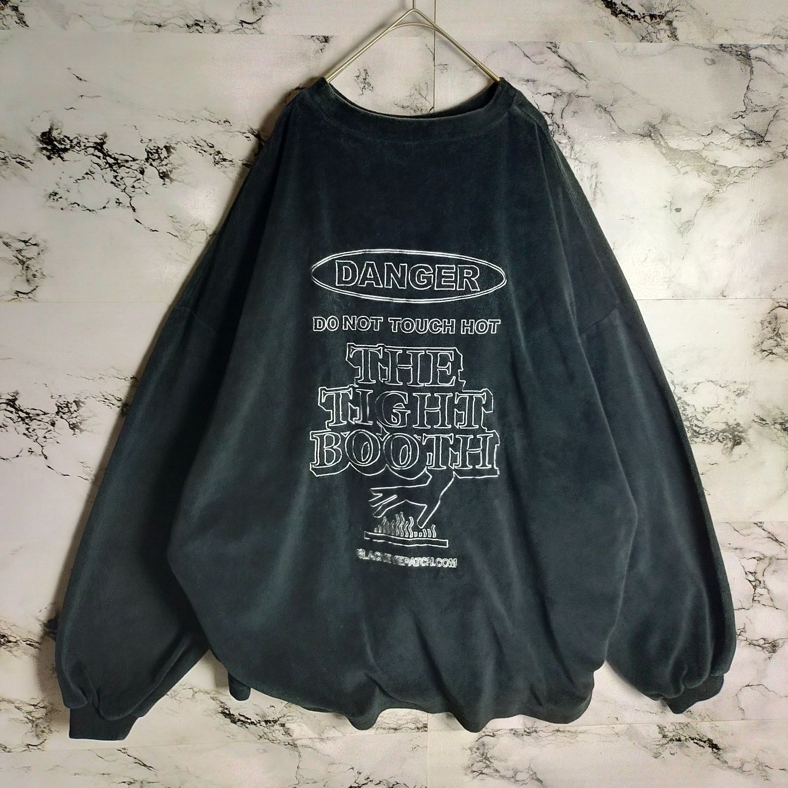 希少】ブラックアイパッチ×タイトブース スウェット ベロア XL 刺繍 