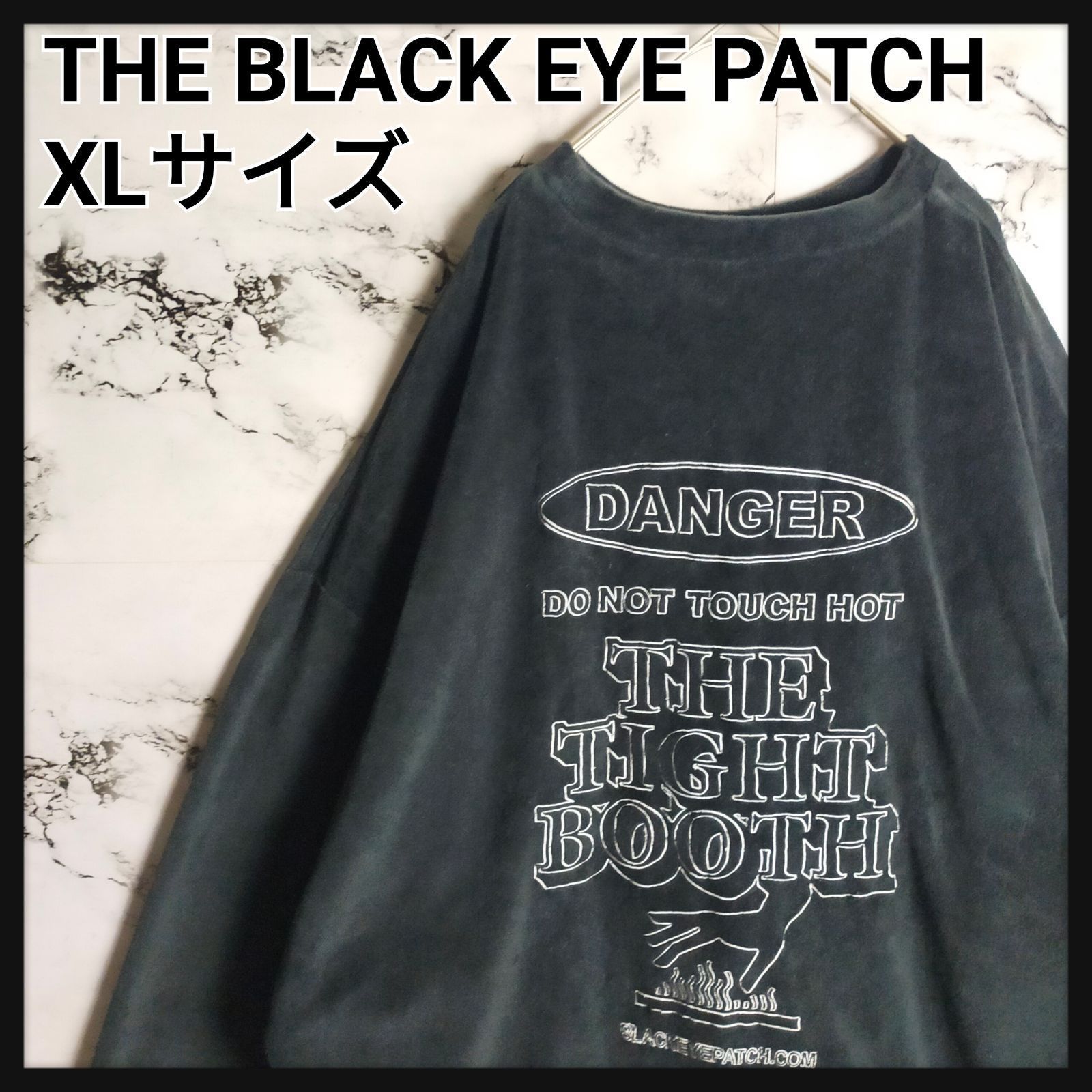 【希少】ブラックアイパッチ×タイトブース スウェット ベロア XL 刺繍ロゴ コラボ 黒 TBPR ゆるだぼ ビッグシルエット 入手困難