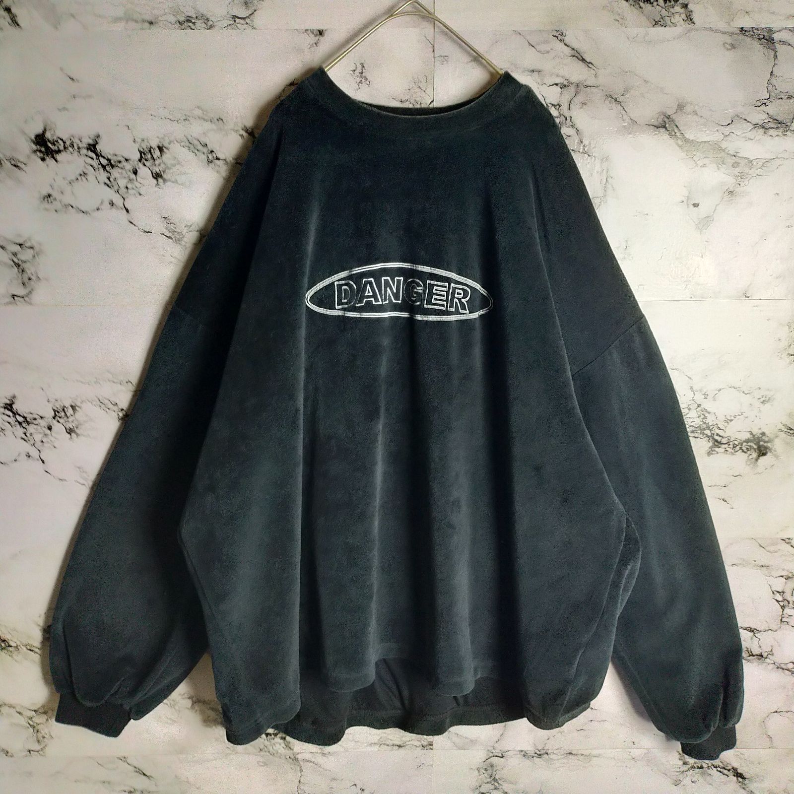 希少】ブラックアイパッチ×タイトブース スウェット ベロア XL 刺繍 
