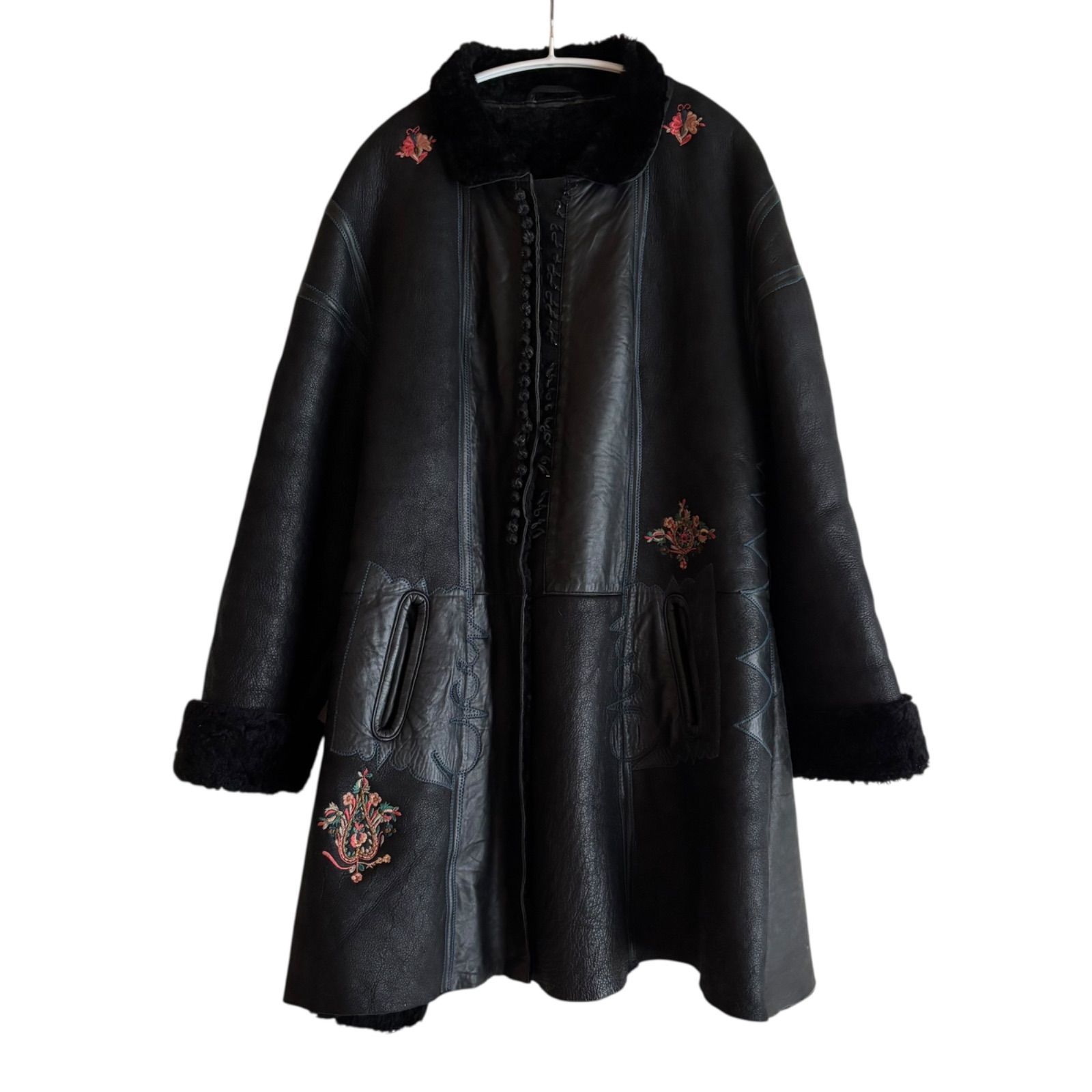 ZM1676 KENZO ケンゾー ムートンコート レザーコート 羊革100% 裏ボア