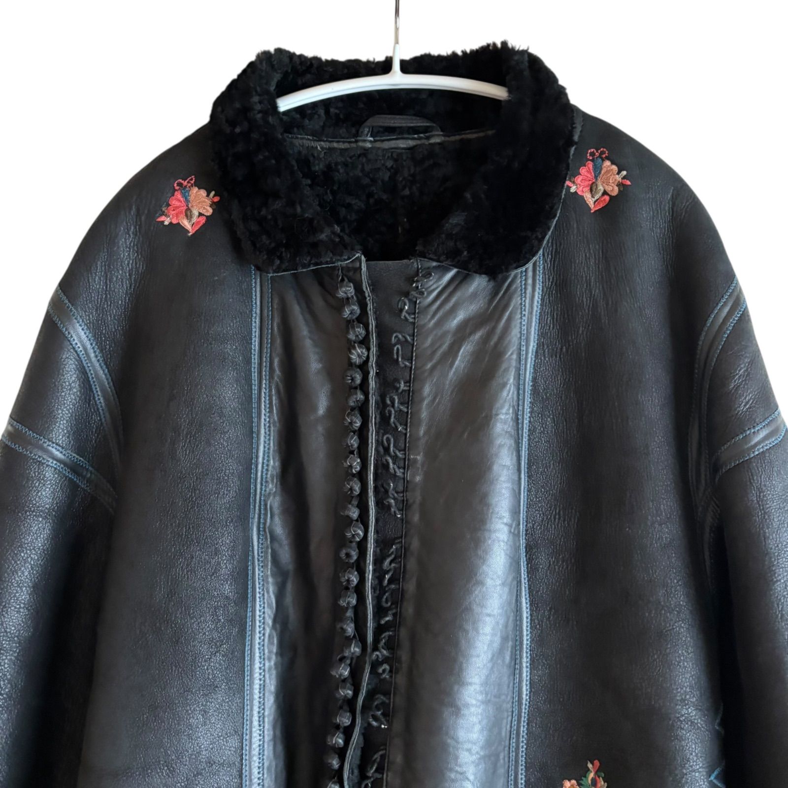 ZM1676 KENZO ケンゾー ムートンコート レザーコート 羊革100% 裏ボア