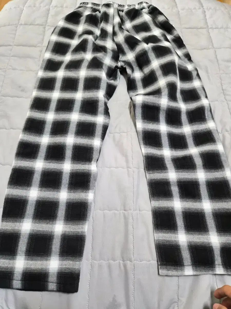 チェック柄 밴딩 ワイド ズボン 29size