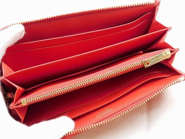 未使用品 フェラガモ ■ レザー レッド×ゴールド金具 ランドファスナー 長財布 ウォレット FERRAGAMO 新品□7L 未使用品 フェラガモ □ レザー レッド×ゴールド金具 ランドファスナー