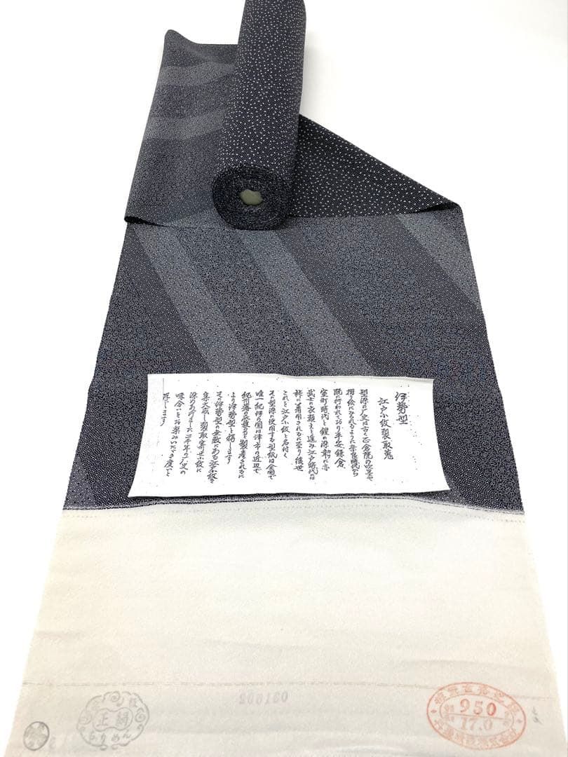 小紋 江戸小紋 両面染 裂取×桜あられ 伊勢型 共八掛 正絹 反物 O147