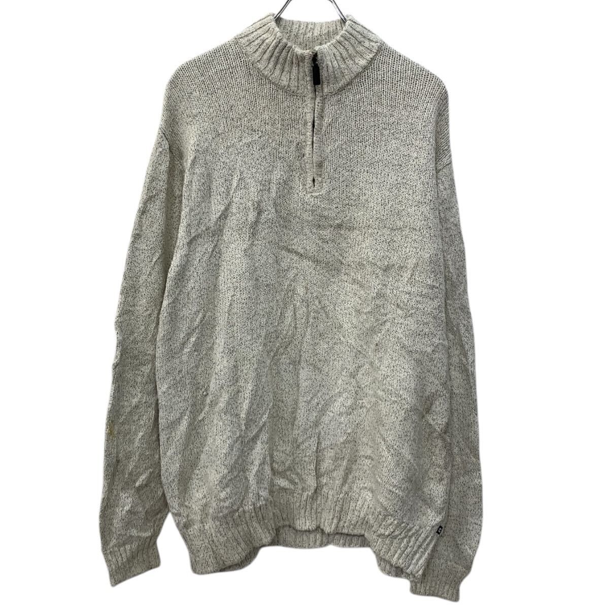 CHAPS コットンニット セーター L ホワイト チャップス ハーフジップ 無地セーター 無地ニット モックネック シンプル 秋物 a712-5562