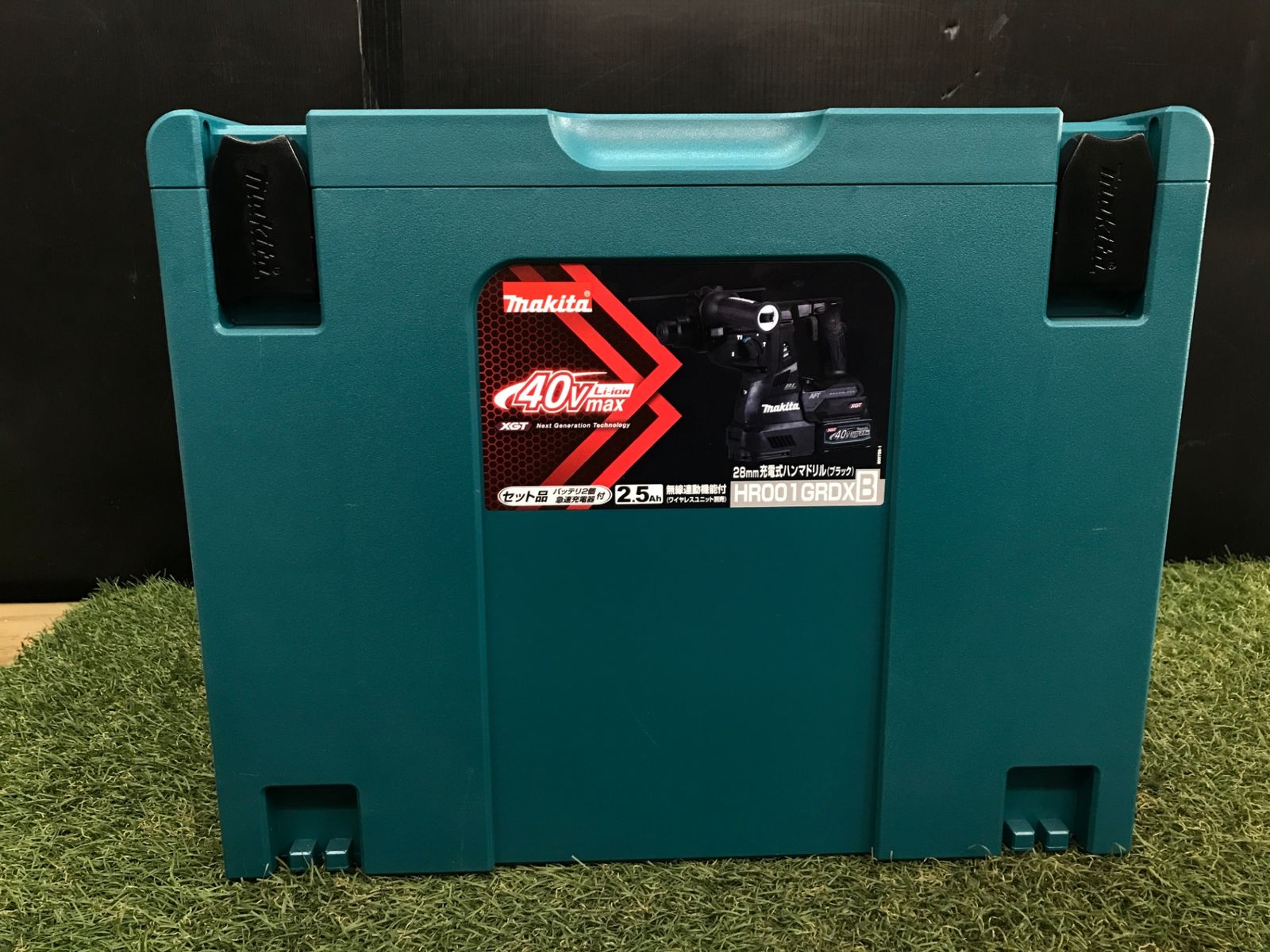0906 makita マキタ 28㎜40 v充電式ハンマドリル 黒 フルセット2.5 Ahバッテリx 2 充電器 ケース