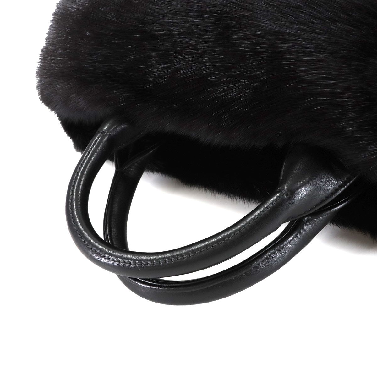 新品同様 プラダ PRADA 2way トート ショルダー バッグ レザー ファー